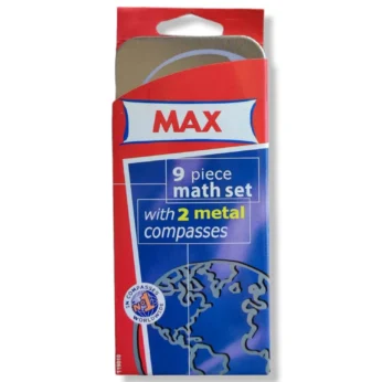 New Max – 9 Piece Math Set With – 2 Metal – Compasses