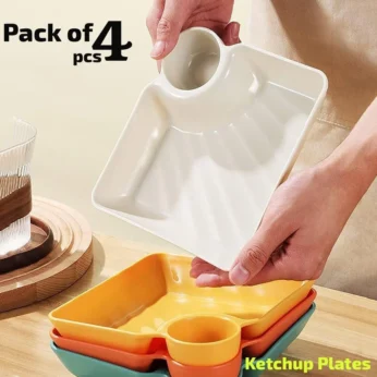 Snacks – French Fries – Plate with Sauce Compartment