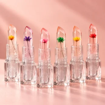 Crystal Flower Jelly Transparent Pink Lipstick